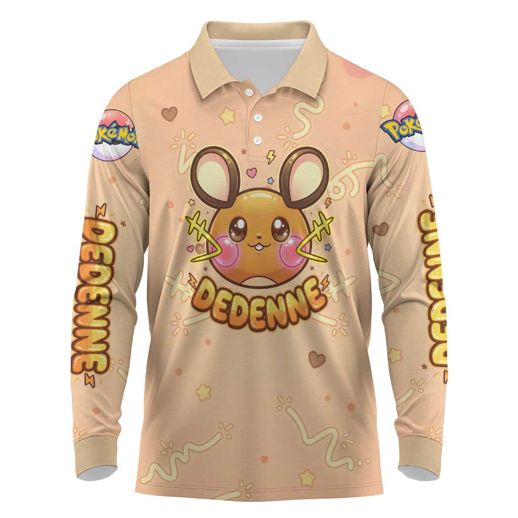 Dedenne Long Sleeve Polo Shirt Sweet Electric Berry Pop Art