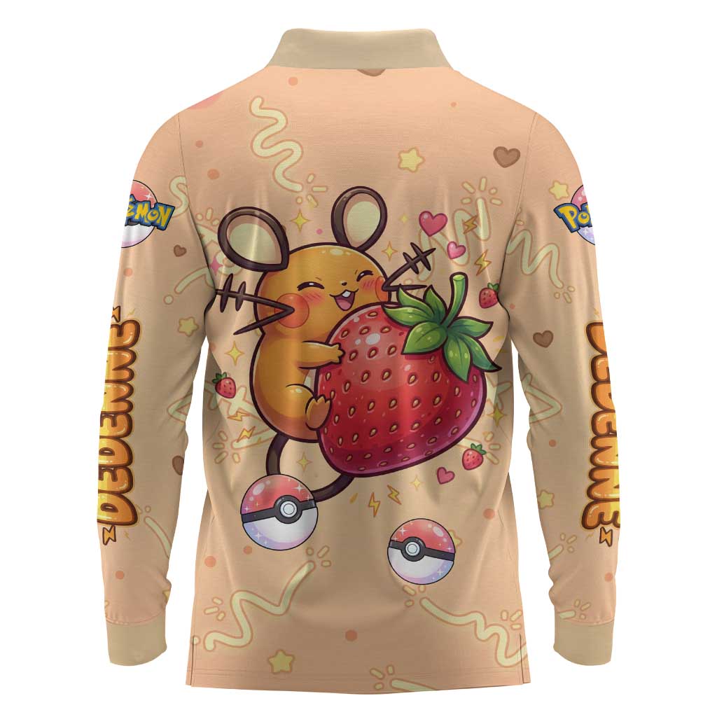 Dedenne Long Sleeve Polo Shirt Sweet Electric Berry Pop Art