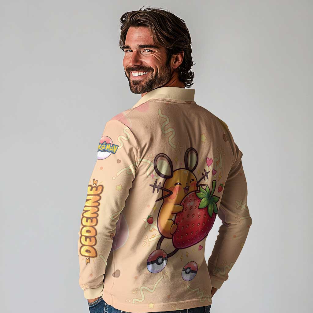 Dedenne Long Sleeve Polo Shirt Sweet Electric Berry Pop Art