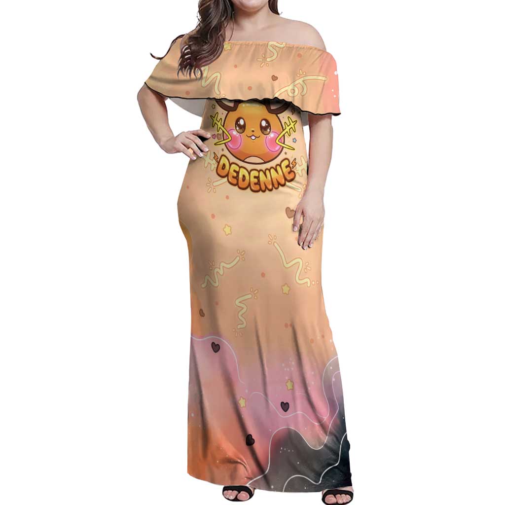 Dedenne Off Shoulder Maxi Dress Sweet Electric Berry Pop Art