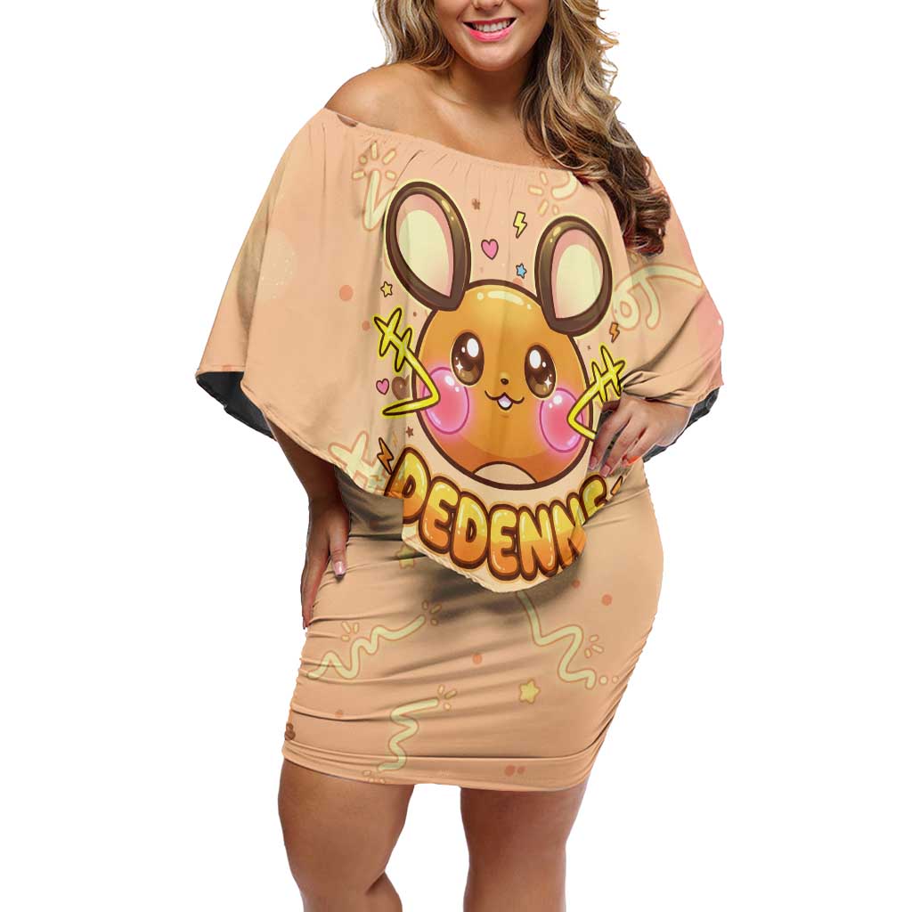 Dedenne Off Shoulder Short Dress Sweet Electric Berry Pop Art