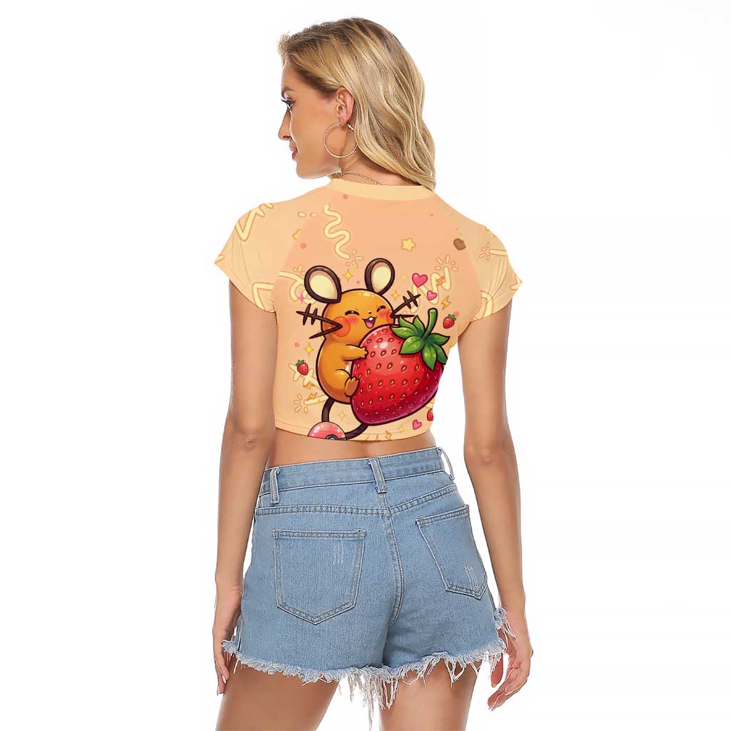 Dedenne Raglan Cropped T Shirt Sweet Electric Berry Pop Art