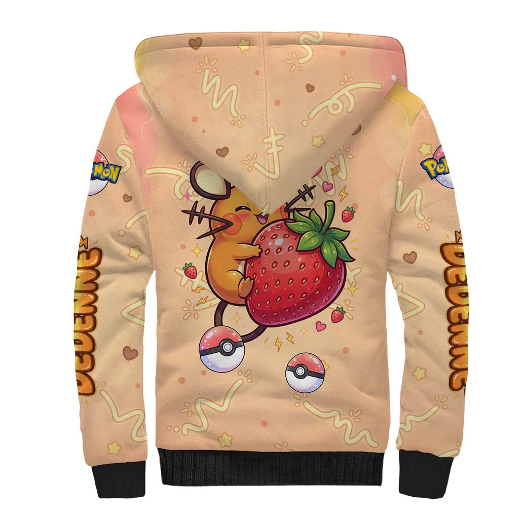 Dedenne Sherpa Hoodie Sweet Electric Berry Pop Art