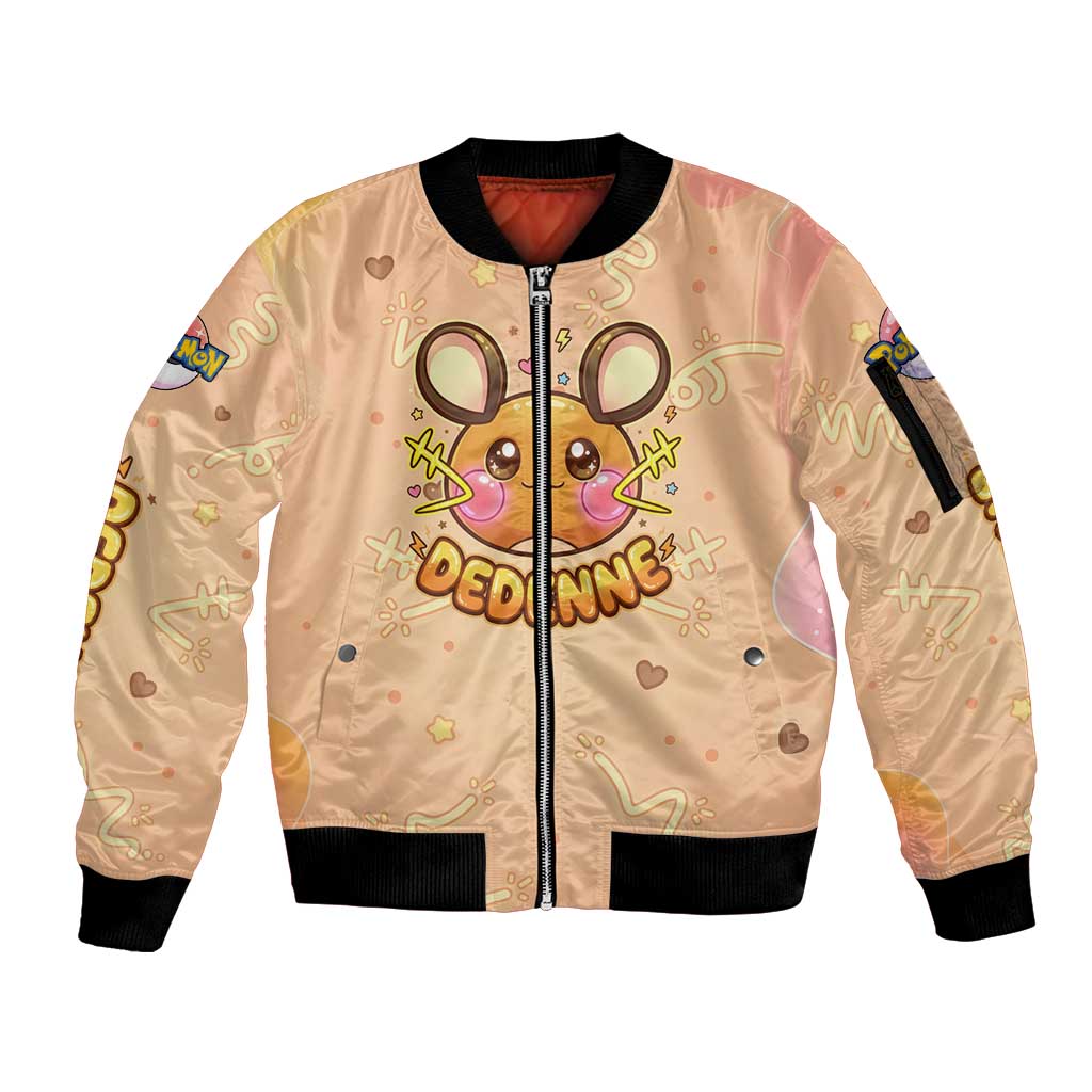 Dedenne Sleeve Zip Bomber Jacket Sweet Electric Berry Pop Art