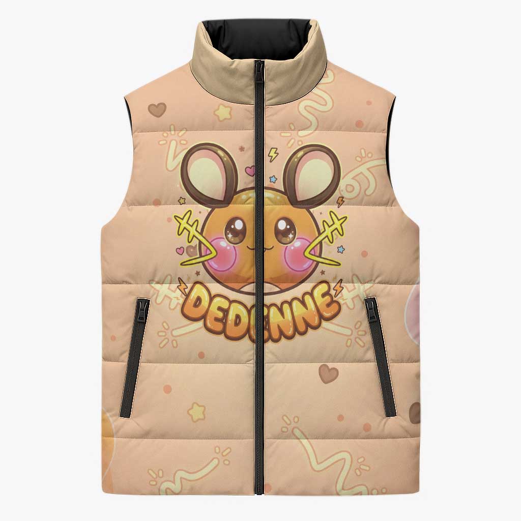 Dedenne Sleeveless Puffer Jacket Sweet Electric Berry Pop Art
