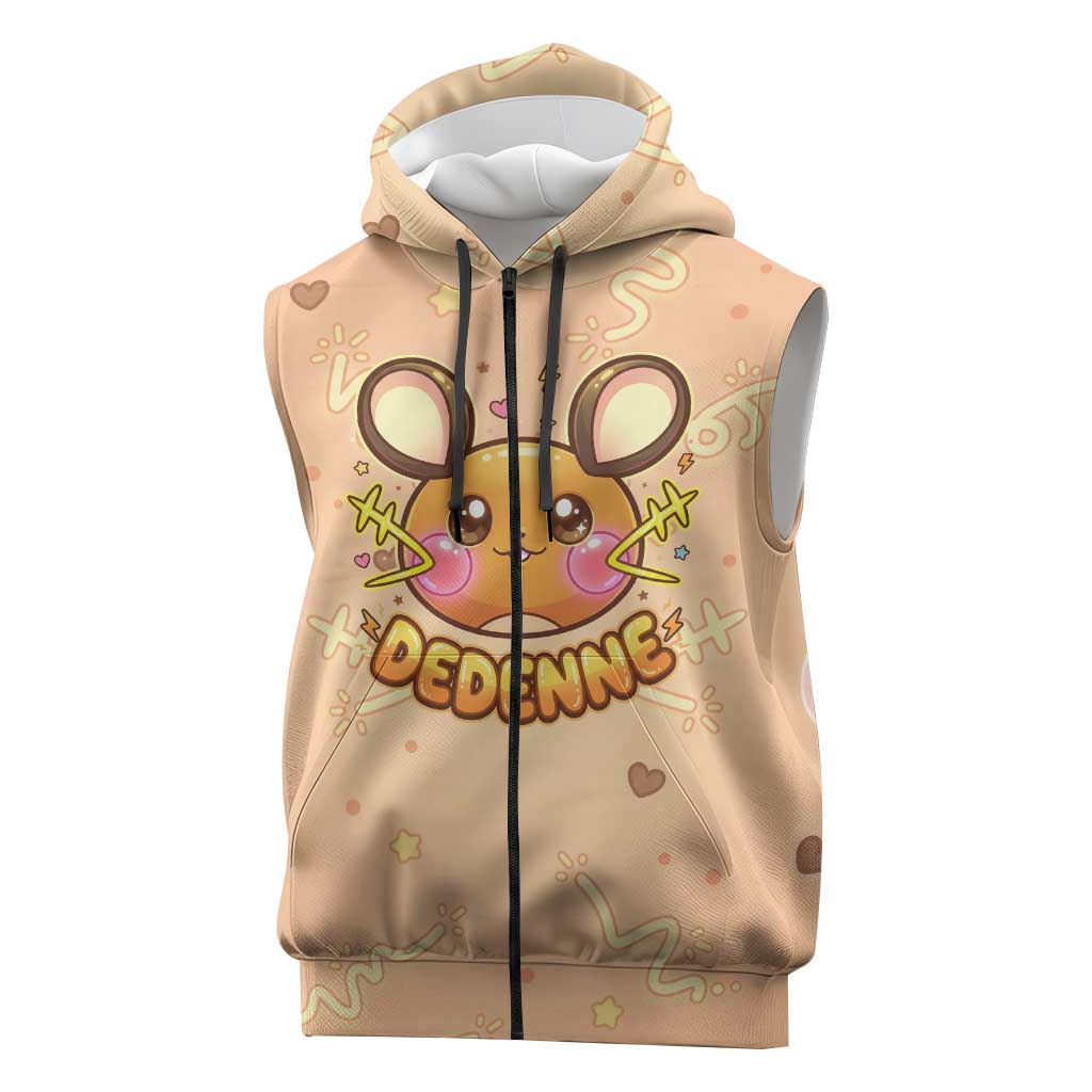 Dedenne Sleeveless Zip Hoodie Sweet Electric Berry Pop Art