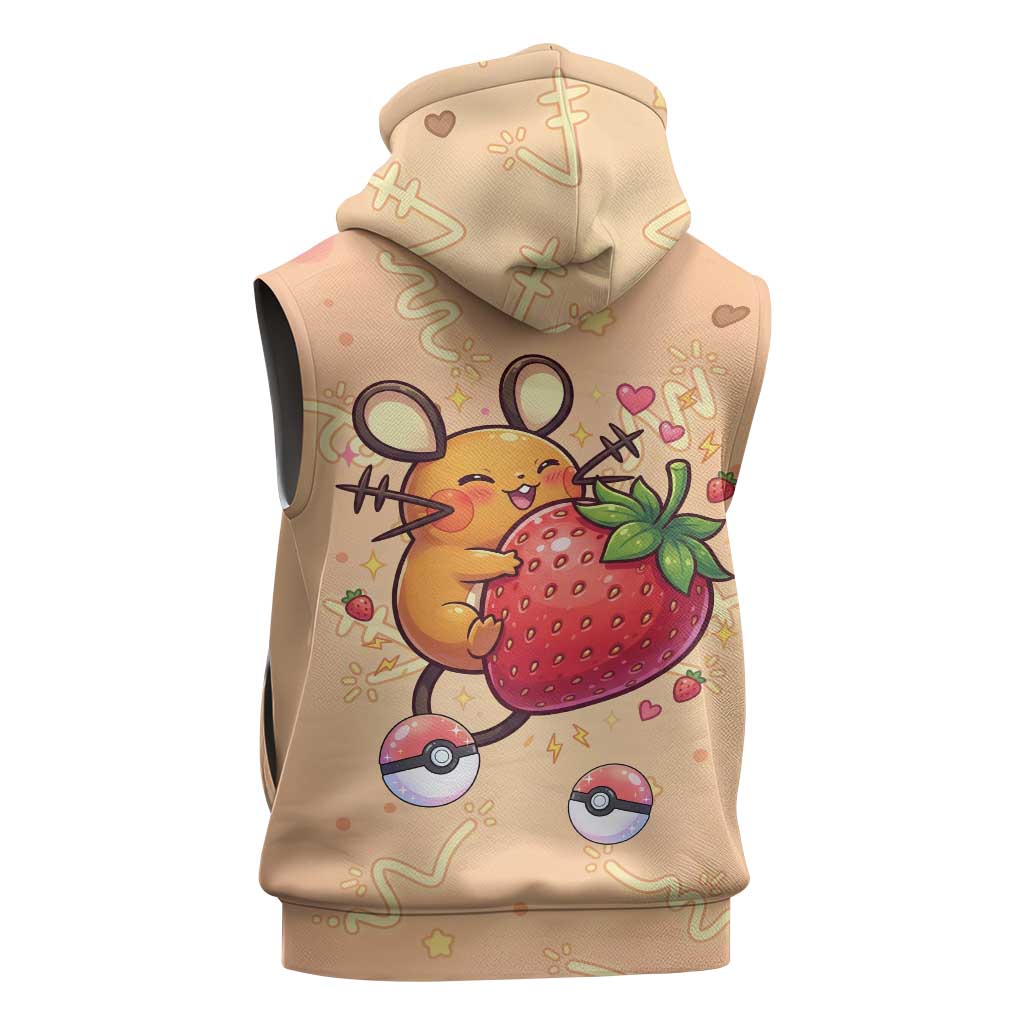 Dedenne Sleeveless Zip Hoodie Sweet Electric Berry Pop Art