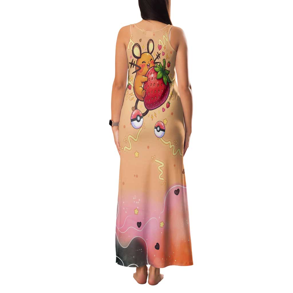 Dedenne Tank Maxi Dress Sweet Electric Berry Pop Art