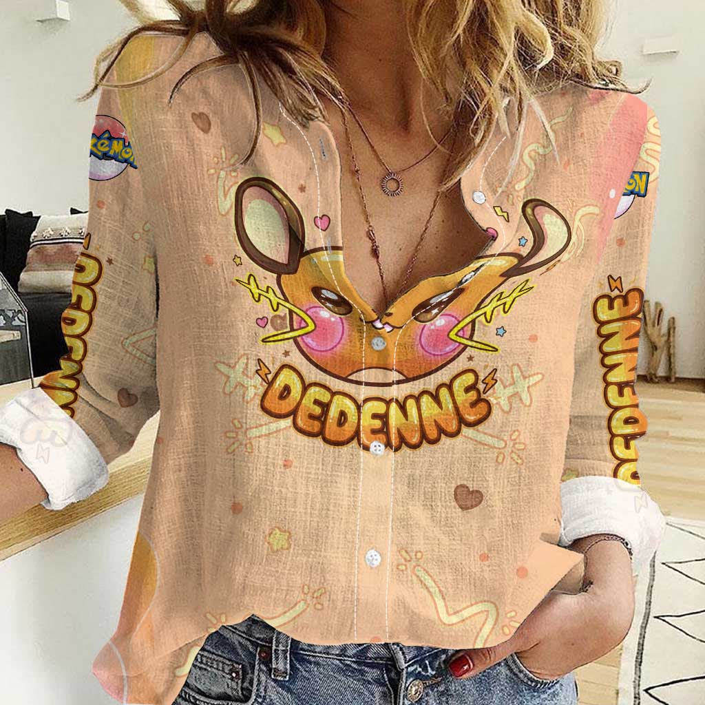 Dedenne Women Casual Shirt Sweet Electric Berry Pop Art