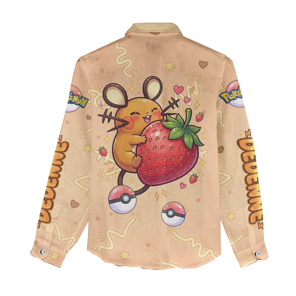 Dedenne Women Casual Shirt Sweet Electric Berry Pop Art