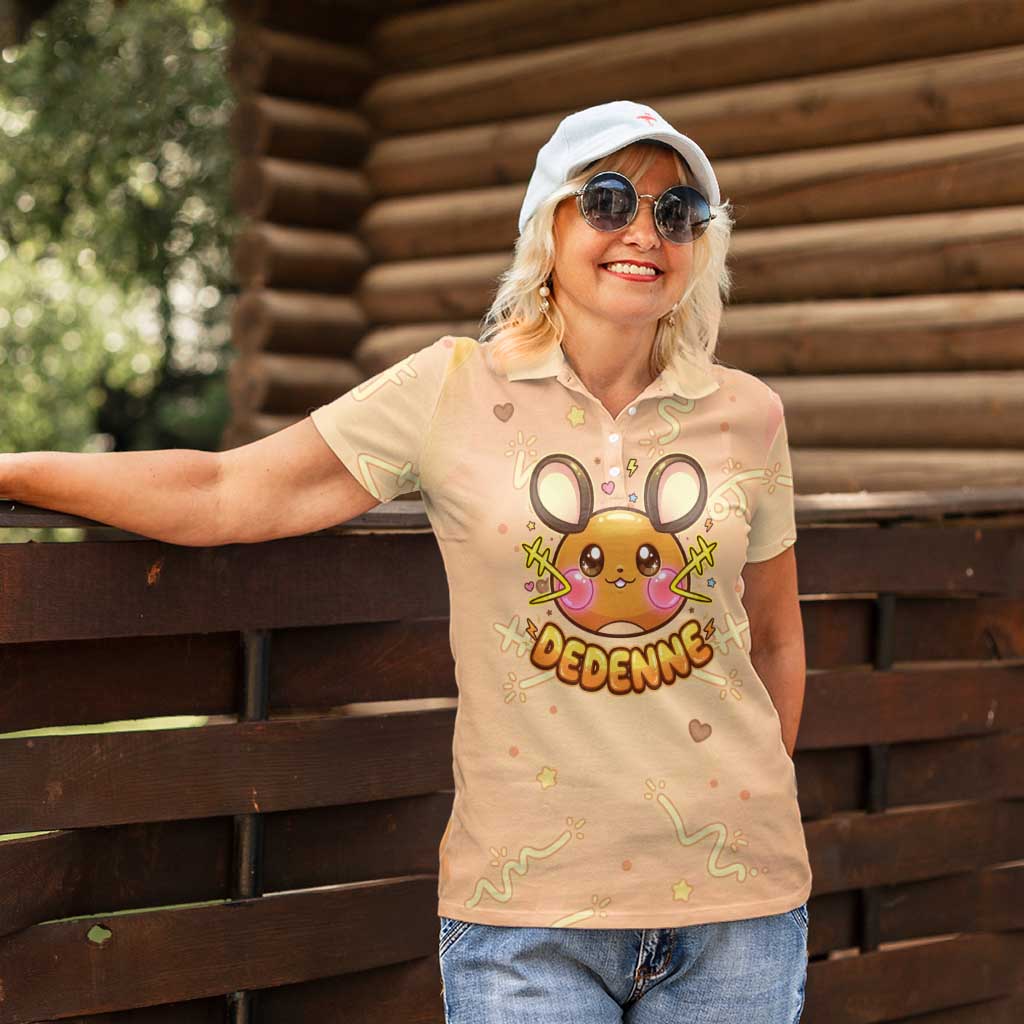 Dedenne Women Polo Shirt Sweet Electric Berry Pop Art