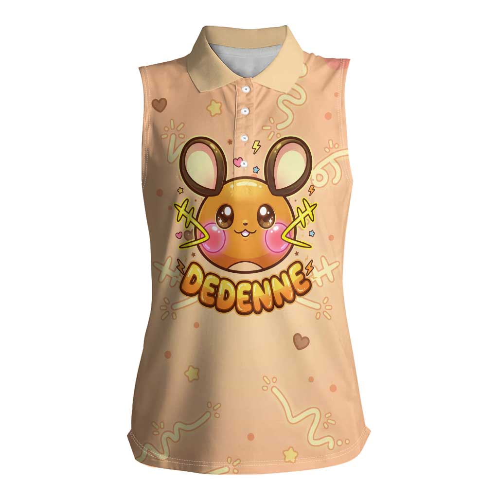 Dedenne Women Sleeveless Polo Shirt Sweet Electric Berry Pop Art