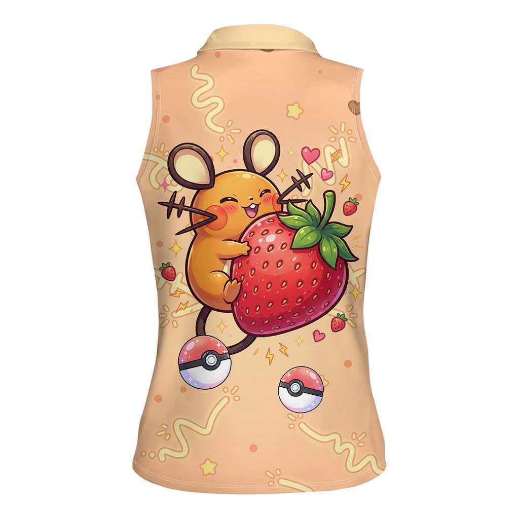 Dedenne Women Sleeveless Polo Shirt Sweet Electric Berry Pop Art