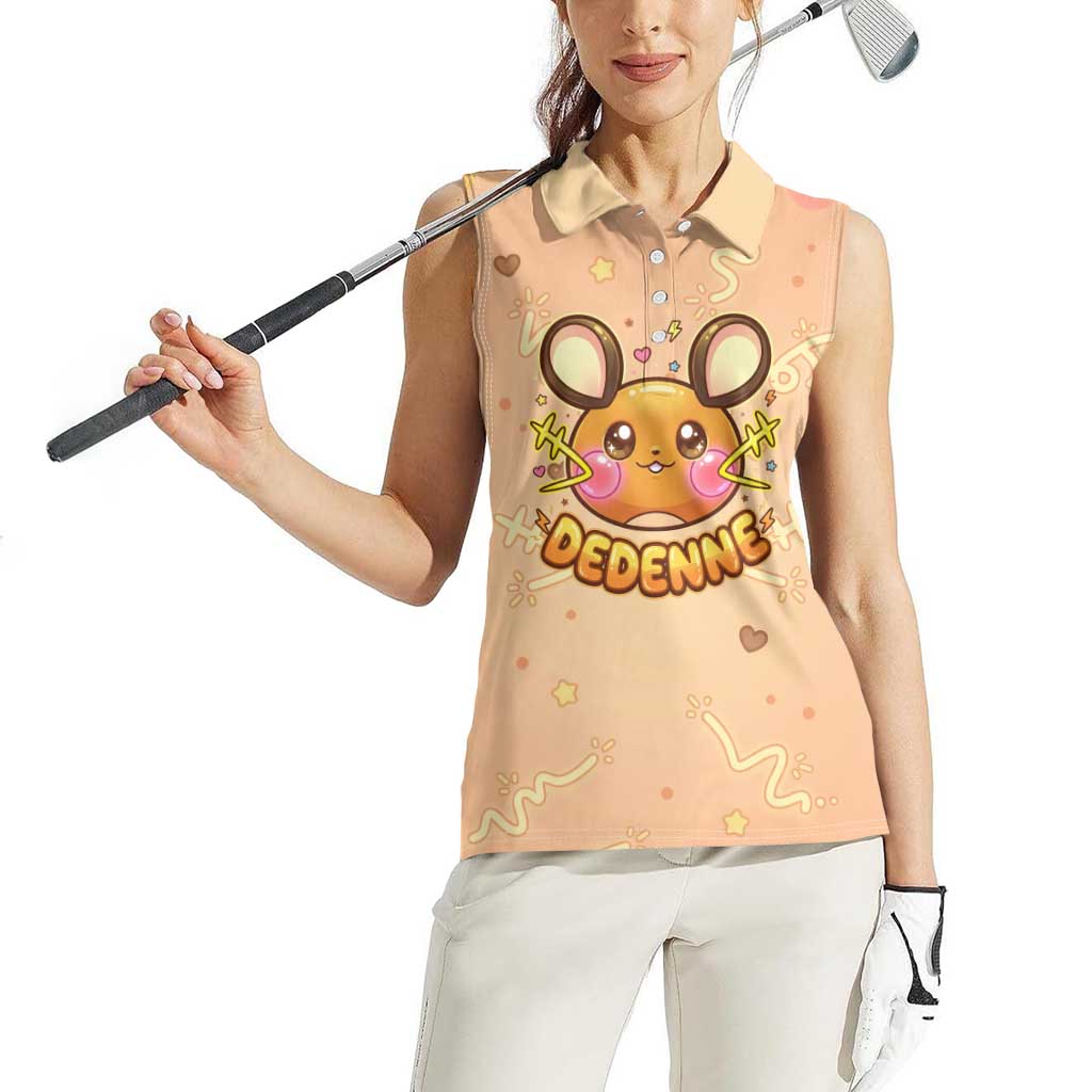 Dedenne Women Sleeveless Polo Shirt Sweet Electric Berry Pop Art