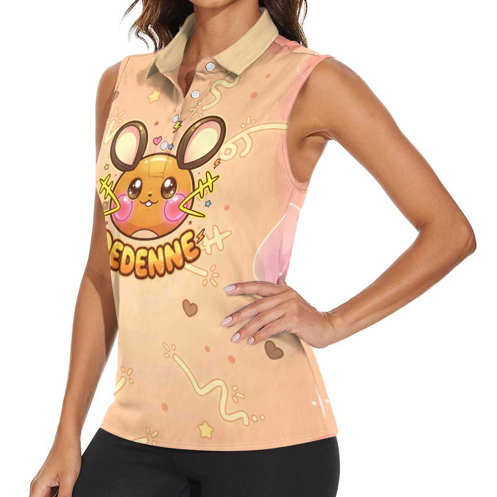 Dedenne Women Sleeveless Polo Shirt Sweet Electric Berry Pop Art