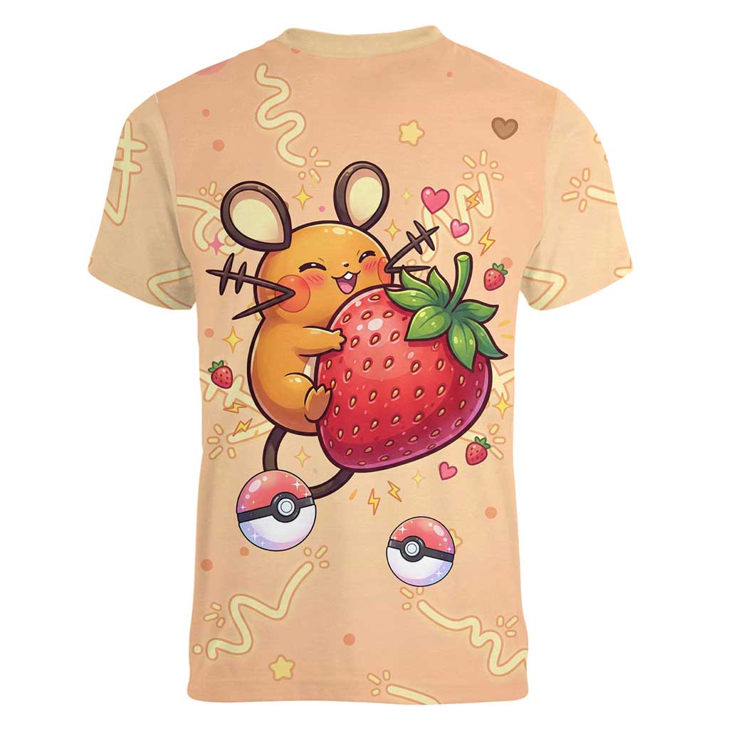 Dedenne Women V-Neck T-Shirt Sweet Electric Berry Pop Art
