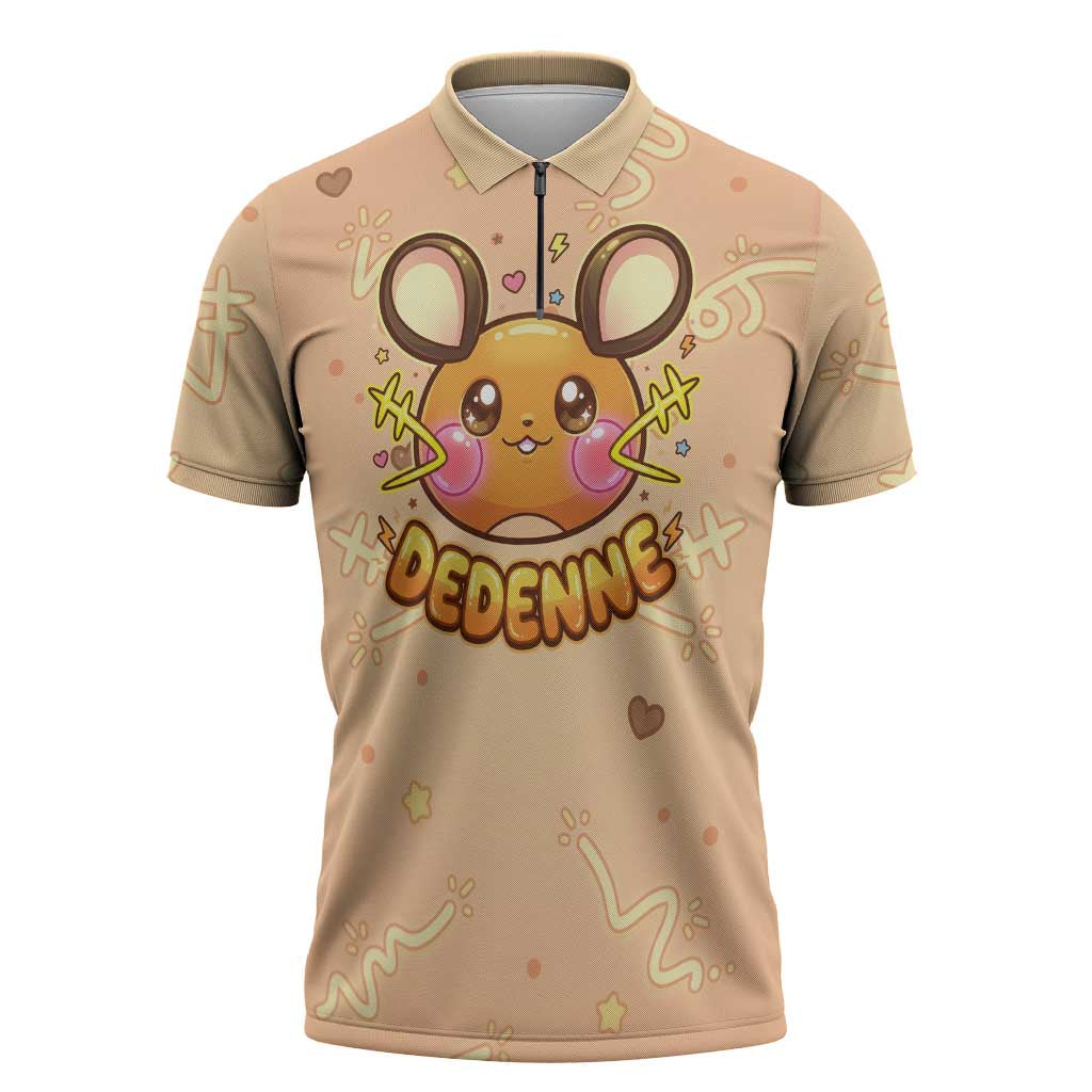 Dedenne Zipper Polo Shirt Sweet Electric Berry Pop Art
