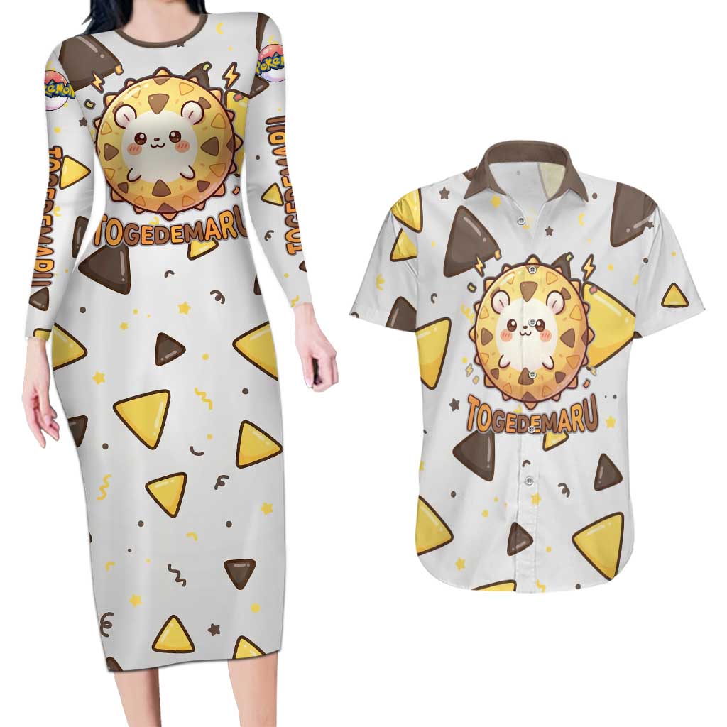 Togedemaru Couples Matching Long Sleeve Bodycon Dress and Hawaiian Shirt Cute Electric Nacho Pop Art
