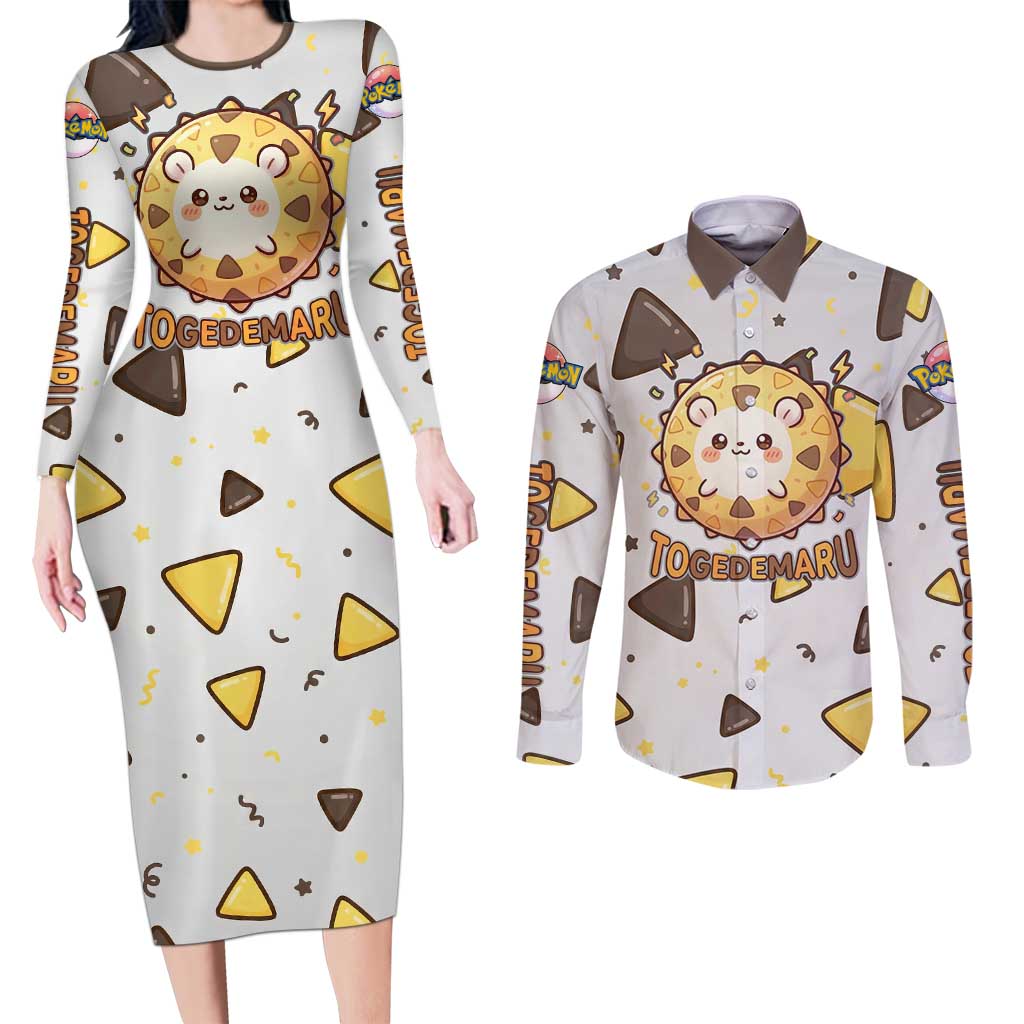 Togedemaru Couples Matching Long Sleeve Bodycon Dress and Long Sleeve Button Shirt Cute Electric Nacho Pop Art