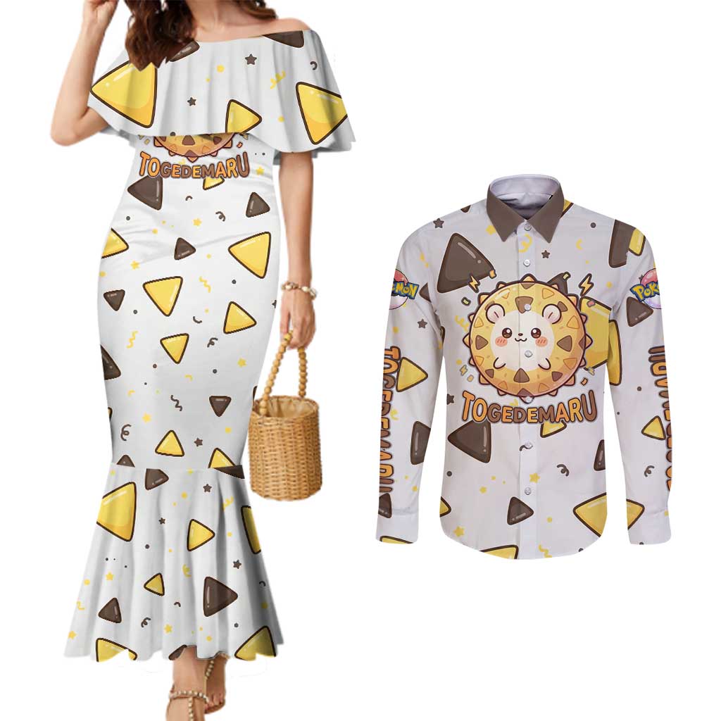 Togedemaru Couples Matching Mermaid Dress and Long Sleeve Button Shirt Cute Electric Nacho Pop Art