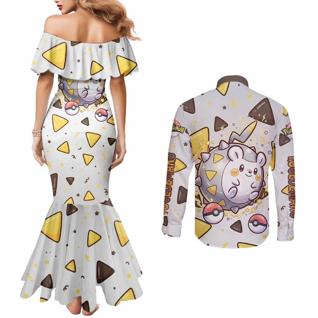 Togedemaru Couples Matching Mermaid Dress and Long Sleeve Button Shirt Cute Electric Nacho Pop Art