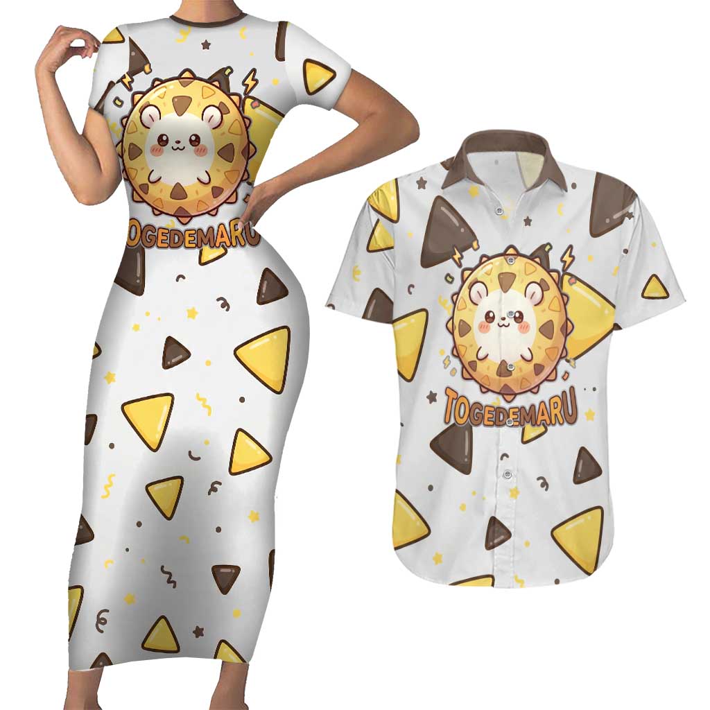 Togedemaru Couples Matching Short Sleeve Bodycon Dress and Hawaiian Shirt Cute Electric Nacho Pop Art
