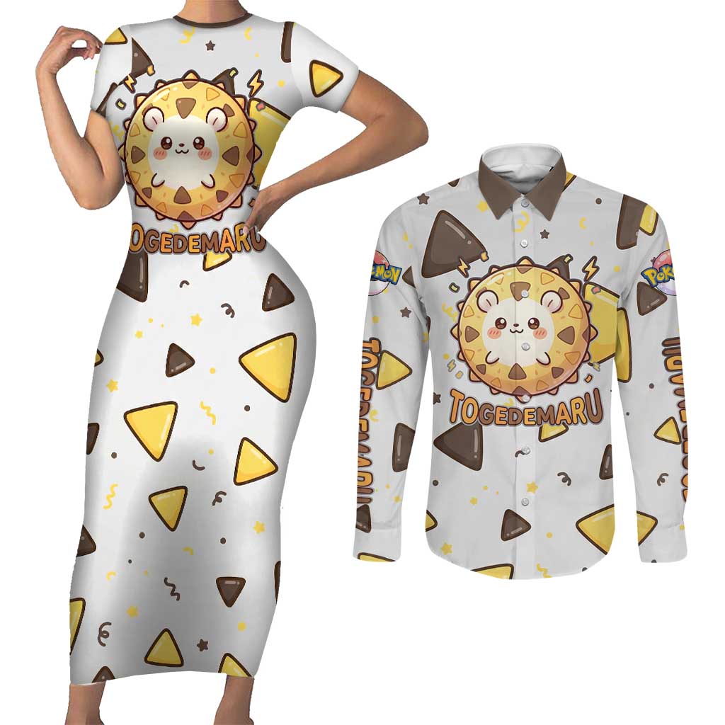 Togedemaru Couples Matching Short Sleeve Bodycon Dress and Long Sleeve Button Shirt Cute Electric Nacho Pop Art