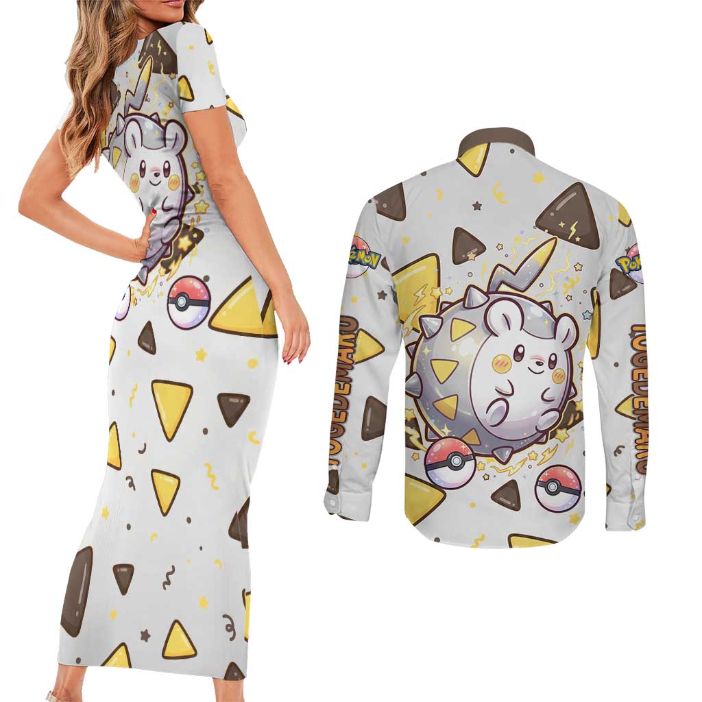 Togedemaru Couples Matching Short Sleeve Bodycon Dress and Long Sleeve Button Shirt Cute Electric Nacho Pop Art
