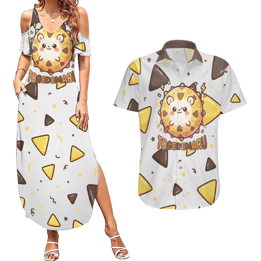 Togedemaru Couples Matching Summer Maxi Dress and Hawaiian Shirt Cute Electric Nacho Pop Art