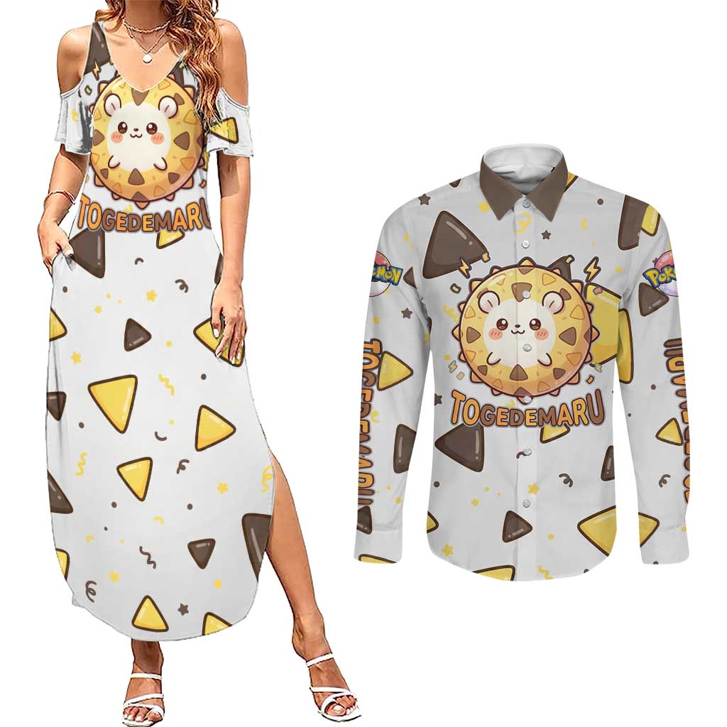 Togedemaru Couples Matching Summer Maxi Dress and Long Sleeve Button Shirt Cute Electric Nacho Pop Art