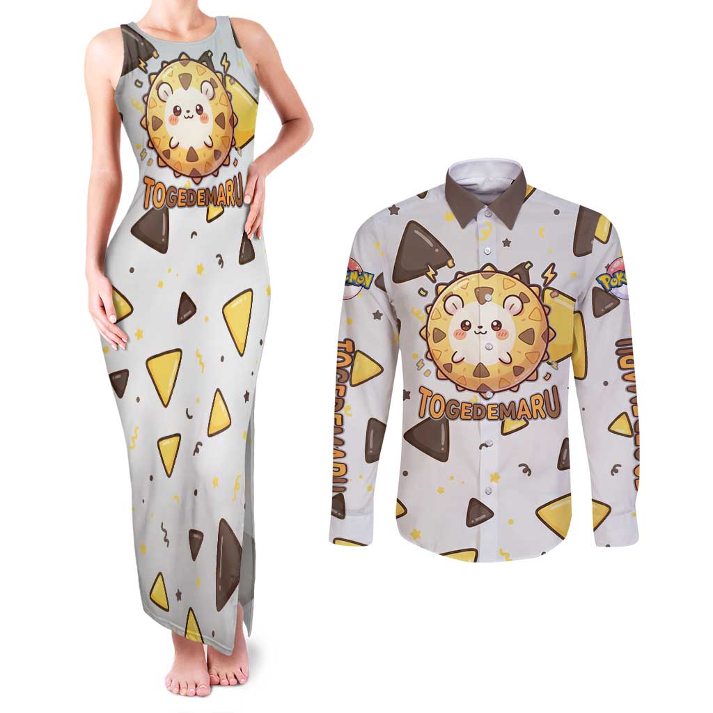 Togedemaru Couples Matching Tank Maxi Dress and Long Sleeve Button Shirt Cute Electric Nacho Pop Art