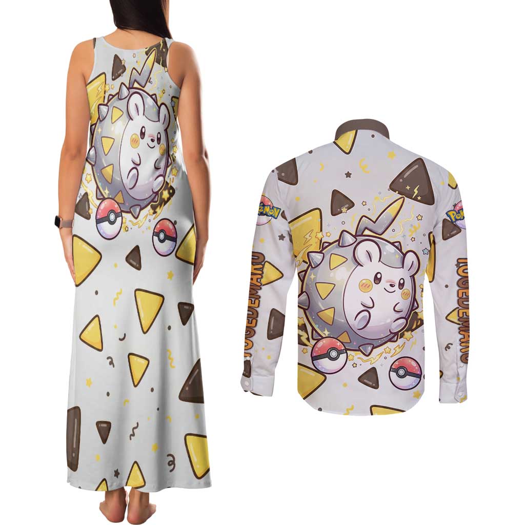 Togedemaru Couples Matching Tank Maxi Dress and Long Sleeve Button Shirt Cute Electric Nacho Pop Art
