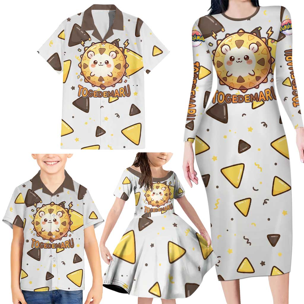 Togedemaru Family Matching Long Sleeve Bodycon Dress and Hawaiian Shirt Cute Electric Nacho Pop Art