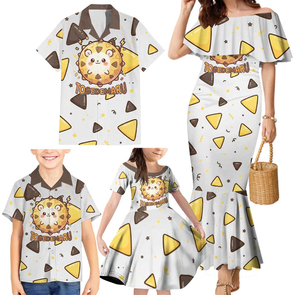 Togedemaru Family Matching Mermaid Dress and Hawaiian Shirt Cute Electric Nacho Pop Art