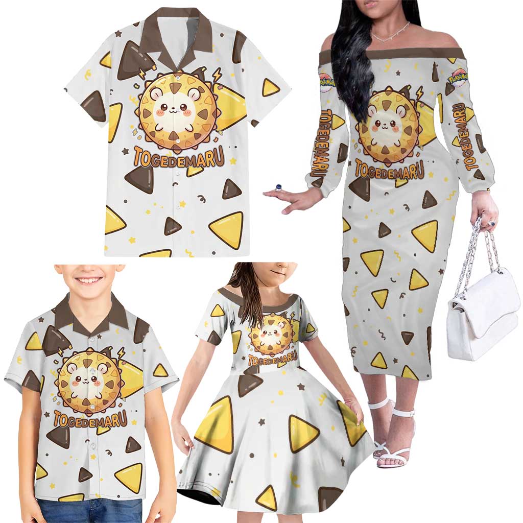 Togedemaru Family Matching Off The Shoulder Long Sleeve Dress and Hawaiian Shirt Cute Electric Nacho Pop Art