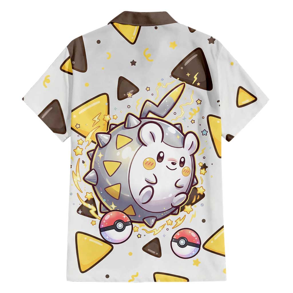 Togedemaru Family Matching Off Shoulder Short Dress and Hawaiian Shirt Cute Electric Nacho Pop Art