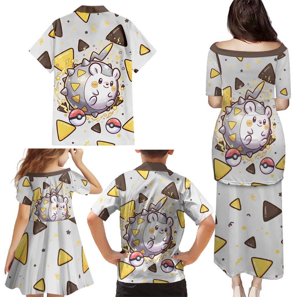 Togedemaru Family Matching Puletasi and Hawaiian Shirt Cute Electric Nacho Pop Art