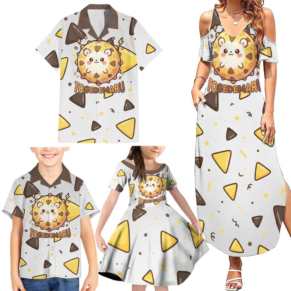 Togedemaru Family Matching Summer Maxi Dress and Hawaiian Shirt Cute Electric Nacho Pop Art