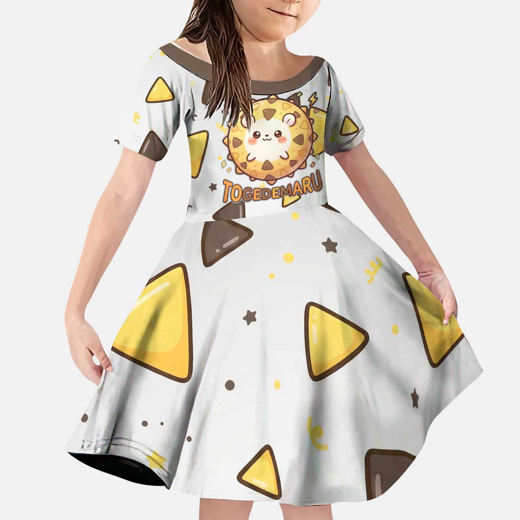 Togedemaru Kid Short Sleeve Dress Cute Electric Nacho Pop Art