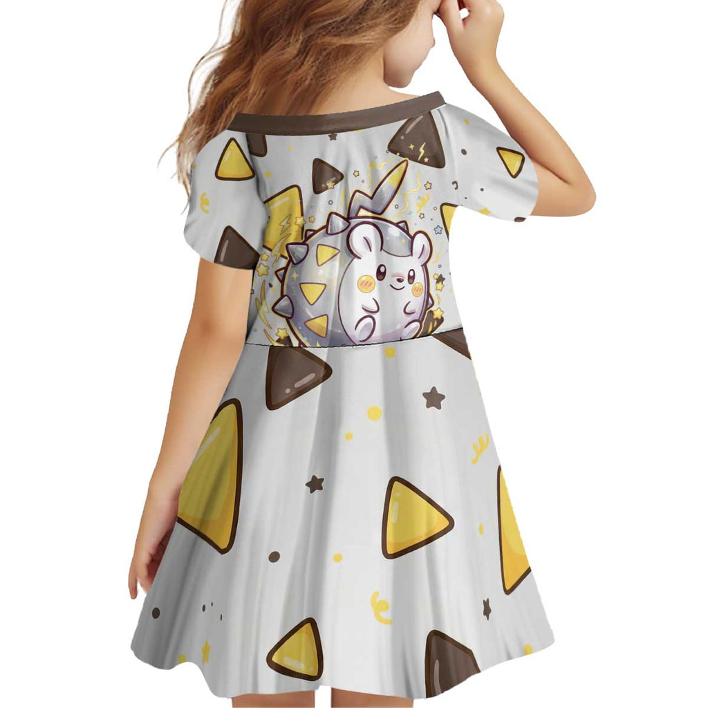 Togedemaru Kid Short Sleeve Dress Cute Electric Nacho Pop Art