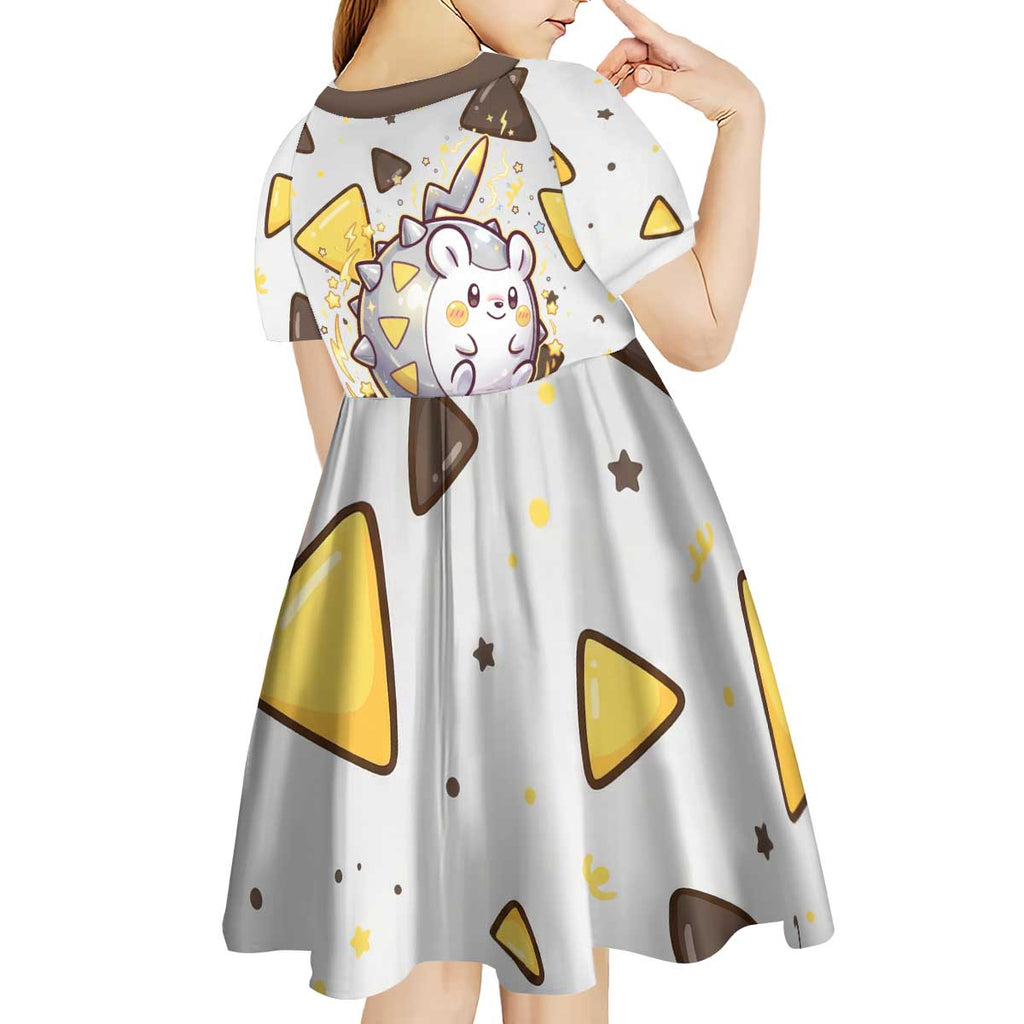 Togedemaru Kid Short Sleeve Dress Cute Electric Nacho Pop Art