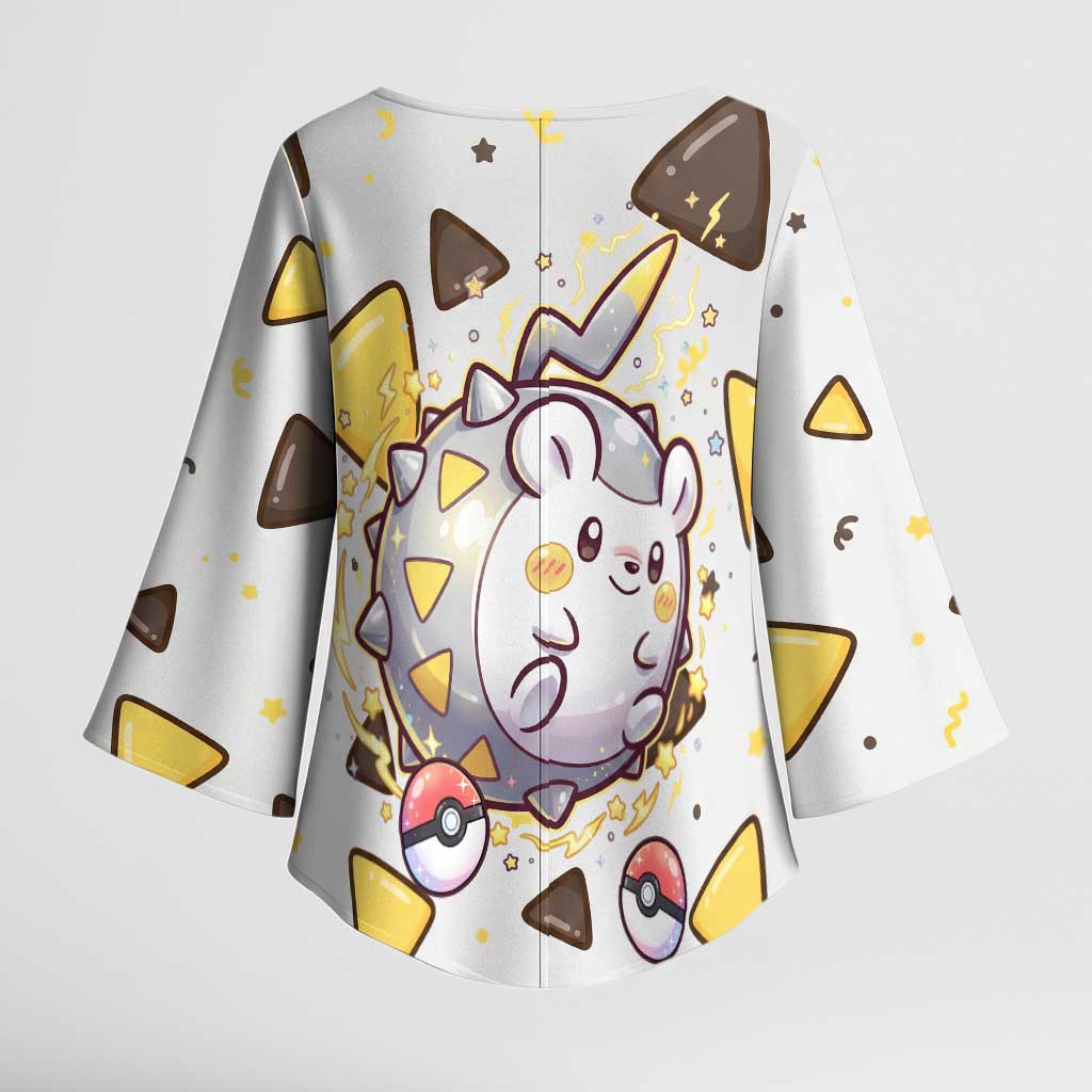 Togedemaru Kimono Sleeve Blouse Cute Electric Nacho Pop Art