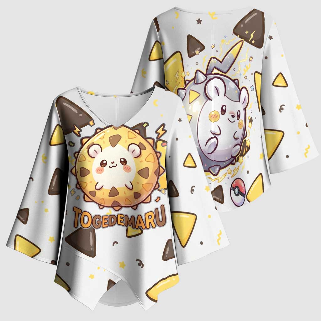 Togedemaru Kimono Sleeve Blouse Cute Electric Nacho Pop Art
