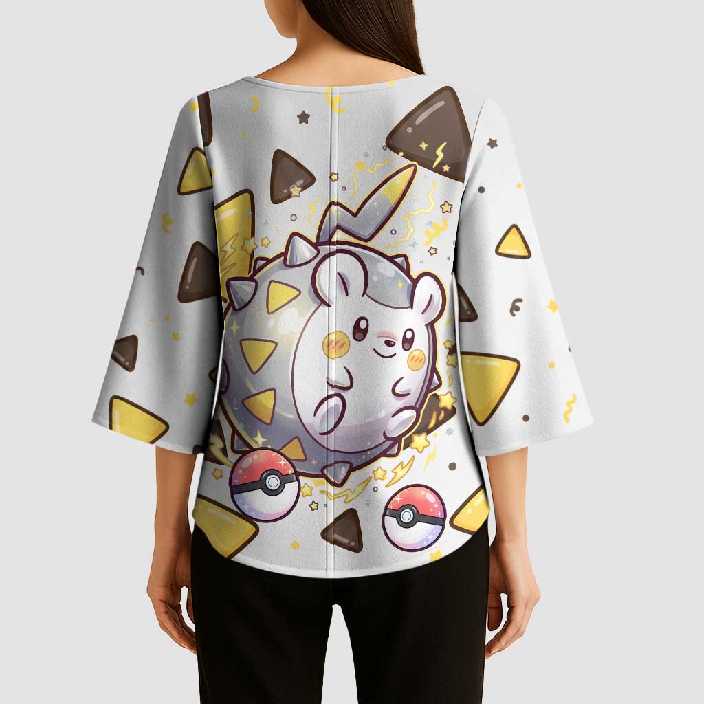 Togedemaru Kimono Sleeve Blouse Cute Electric Nacho Pop Art