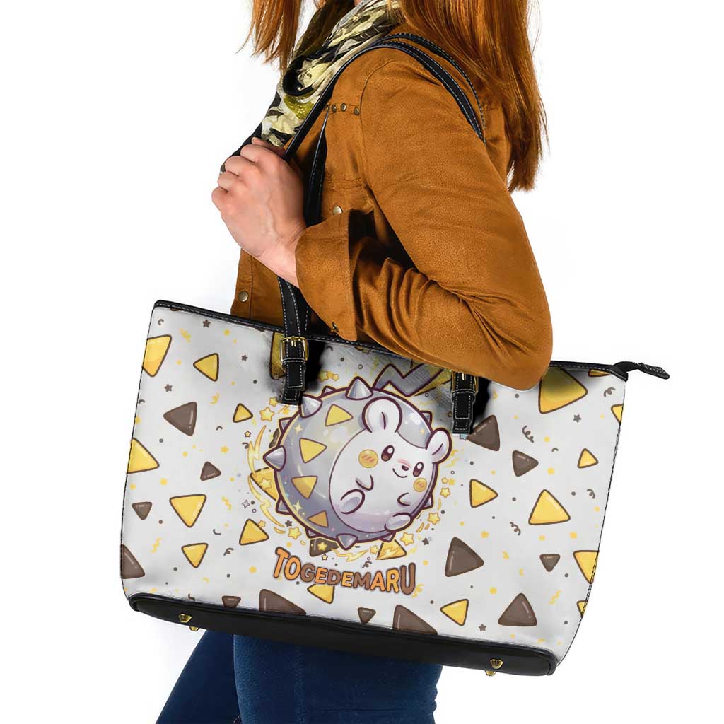 Togedemaru Leather Tote Bag Cute Electric Nacho Pop Art