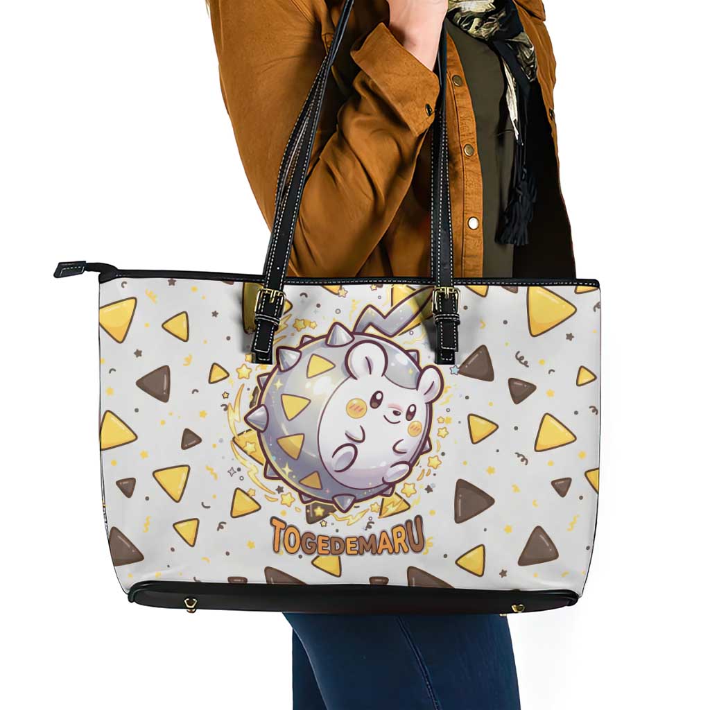 Togedemaru Leather Tote Bag Cute Electric Nacho Pop Art