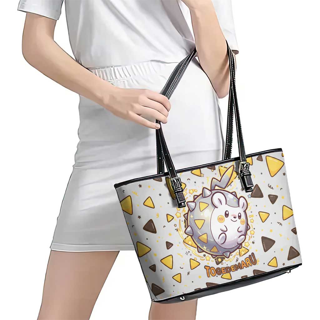 Togedemaru Leather Tote Bag Cute Electric Nacho Pop Art