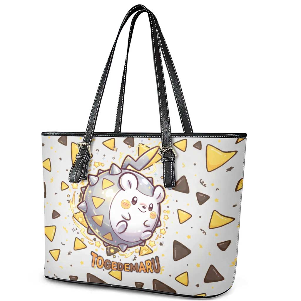 Togedemaru Leather Tote Bag Cute Electric Nacho Pop Art