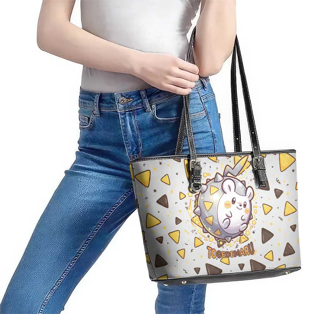 Togedemaru Leather Tote Bag Cute Electric Nacho Pop Art