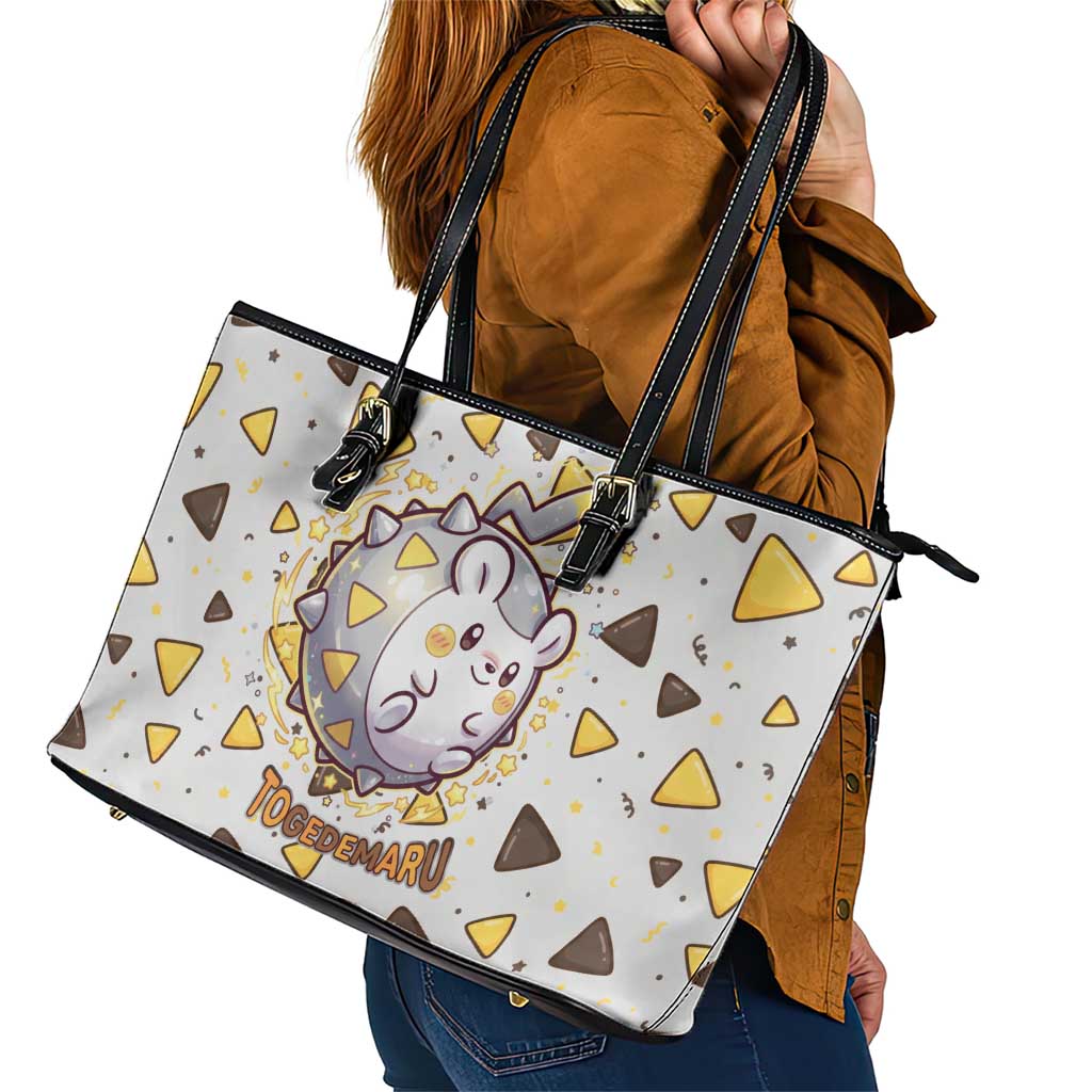 Togedemaru Leather Tote Bag Cute Electric Nacho Pop Art